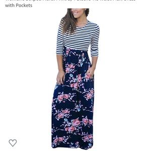 Striped floral maxi dress
